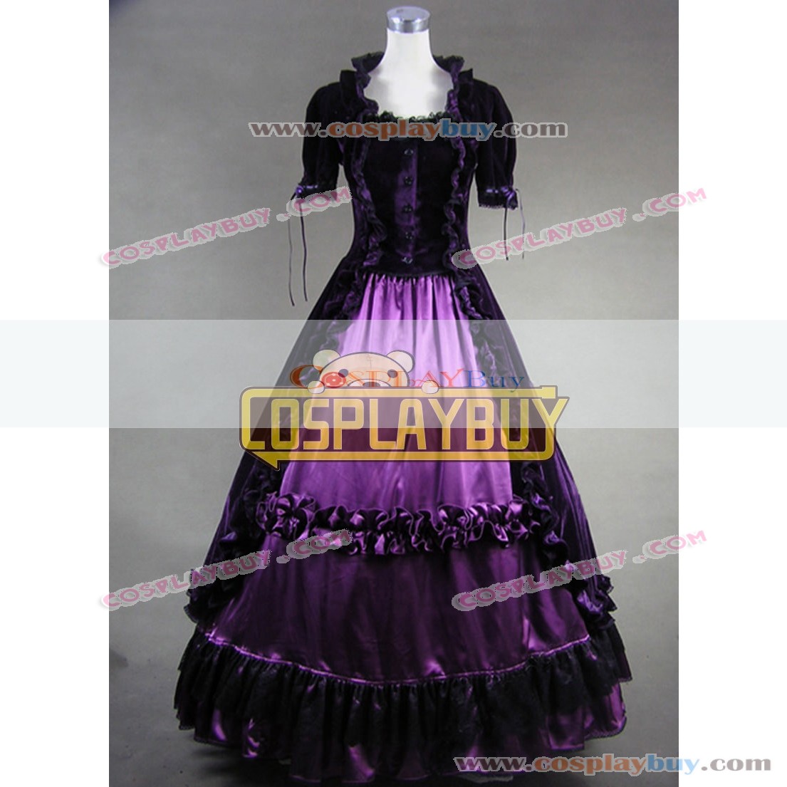 Victorian Lolita Renaissance Velvet Gothic Lolita Dress Gown Prom Purple